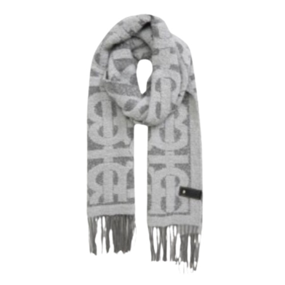 Burberry Accessories - BURBERRY Oversize TB Monogram Fringe Cashmere & Silk Scarf
